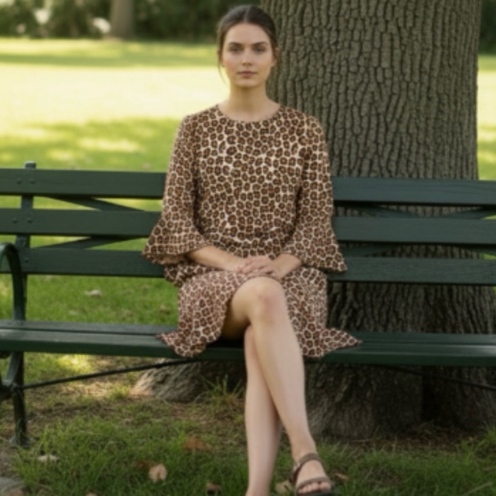 Bar III Bell-Sleeve Leopard Print Dress Size 2 - Picture 15 of 15